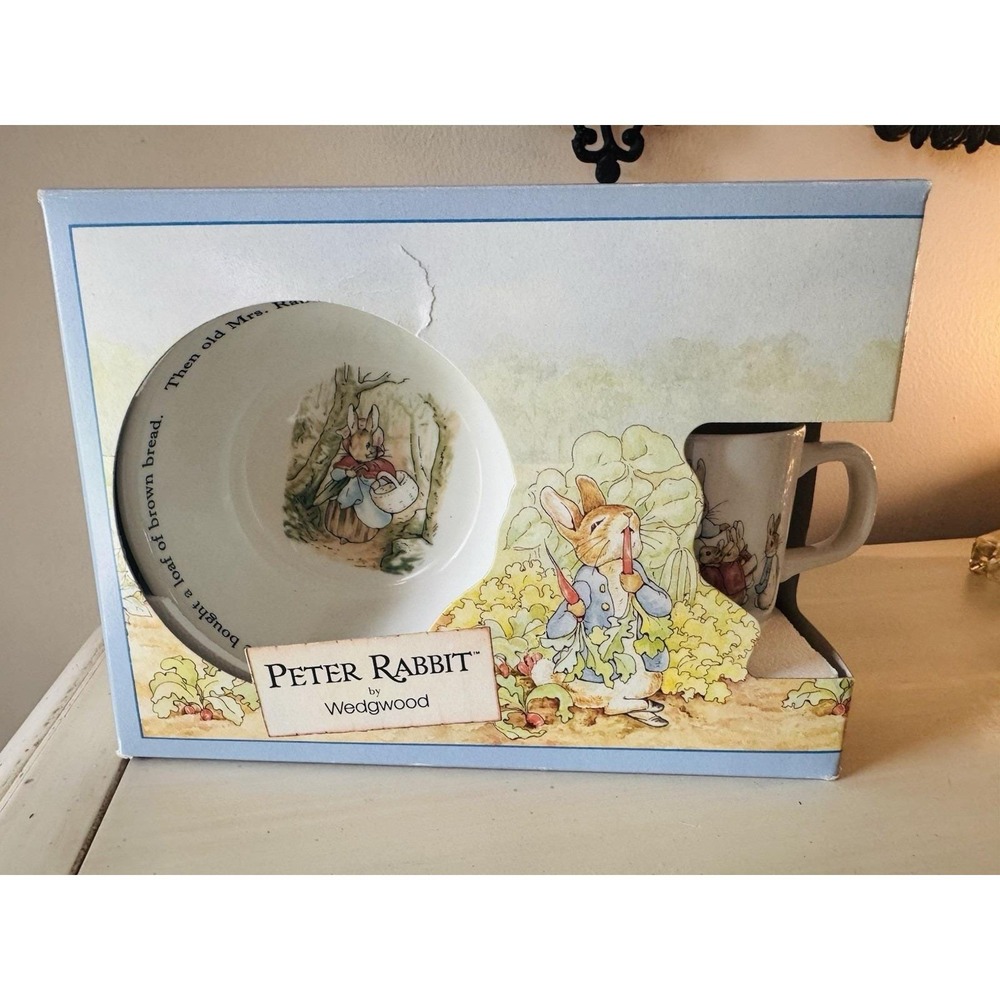 Vintage 1991 Wedgwood Peter Rabbit Porcelain Nursery Dish Set NIB Beatrix Potter